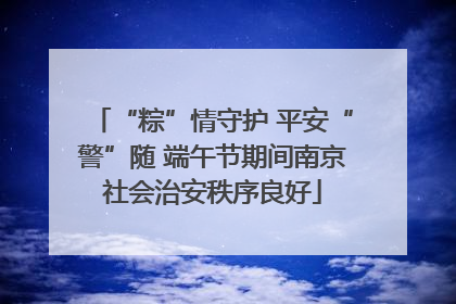 “粽”情守护 平安“警”随 端午节期间南京社会治安秩序良好