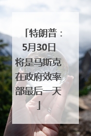 特朗普：5月30日将是马斯克在政府效率部最后一天