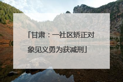 甘肃：一社区矫正对象见义勇为获减刑