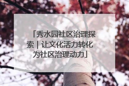 秀水园社区治理探索｜让文化活力转化为社区治理动力
