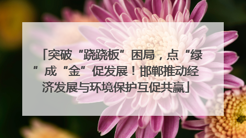 突破“跷跷板”困局，点“绿”成“金”促发展！邯郸推动经济发展与环境保护互促共赢