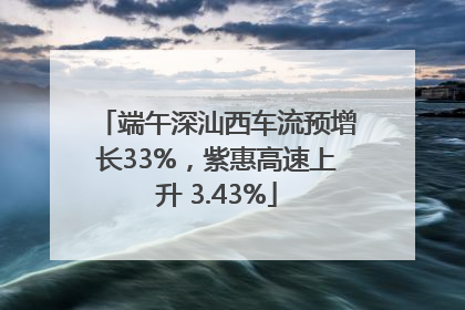端午深汕西车流预增长33%，紫惠高速上升 3.43%