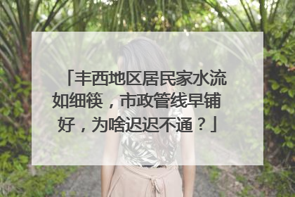 丰西地区居民家水流如细筷，市政管线早铺好，为啥迟迟不通？