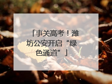 事关高考！潍坊公安开启“绿色通道”