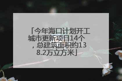 今年海口计划开工城市更新项目14个，总建筑面积约138.2万立方米