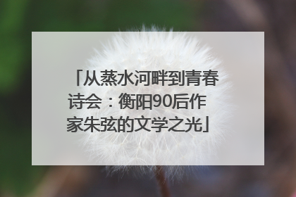 从蒸水河畔到青春诗会：衡阳90后作家朱弦的文学之光