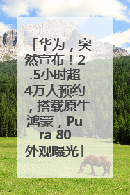 华为，突然宣布！2.5小时超4万人预约，搭载原生鸿蒙，Pura 80外观曝光