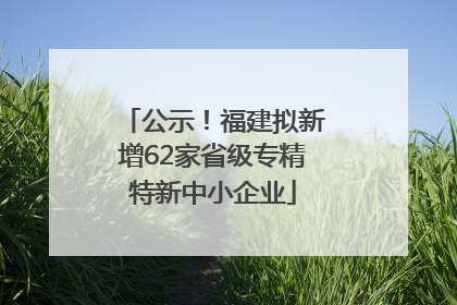 公示！福建拟新增62家省级专精特新中小企业