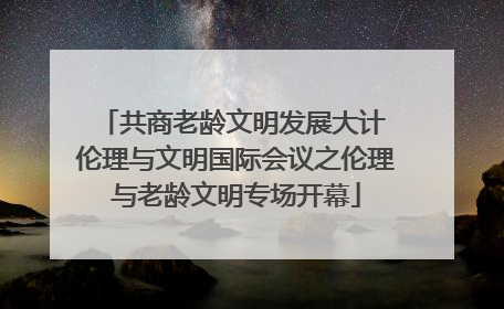共商老龄文明发展大计 伦理与文明国际会议之伦理与老龄文明专场开幕