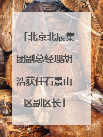 北京北辰集团副总经理胡浩获任石景山区副区长