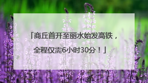 商丘首开至丽水始发高铁，全程仅需6小时30分！
