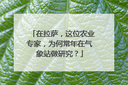 在拉萨，这位农业专家，为何常年在气象站做研究？