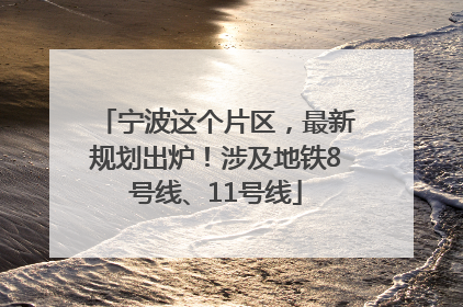 宁波这个片区，最新规划出炉！涉及地铁8号线、11号线