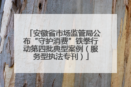 安徽省市场监管局公布“守护消费”铁拳行动第四批典型案例（服务型执法专刊）