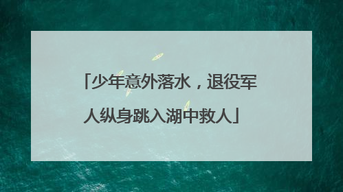 少年意外落水，退役军人纵身跳入湖中救人