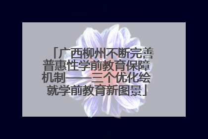 广西柳州不断完善普惠性学前教育保障机制——三个优化绘就学前教育新图景