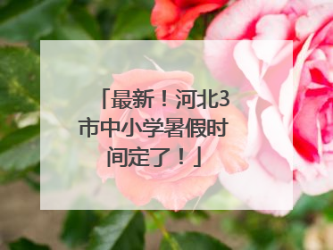 最新！河北3市中小学暑假时间定了！