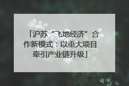 沪苏“飞地经济”合作新模式：以重大项目牵引产业链升级
