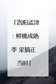洛阳孟津：鲜桃成熟季 采摘正当时