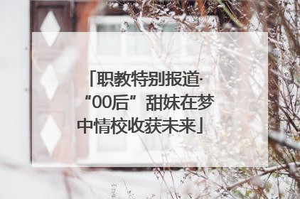 职教特别报道· “00后”甜妹在梦中情校收获未来