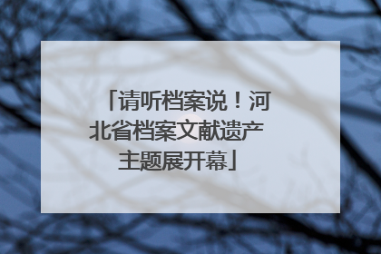请听档案说！河北省档案文献遗产主题展开幕