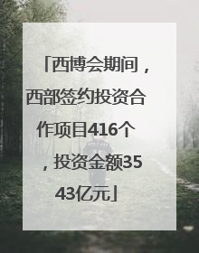 西博会期间，西部签约投资合作项目416个，投资金额3543亿元