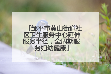 邹平市黄山街道社区卫生服务中心延伸服务半径，全周期服务妇幼健康