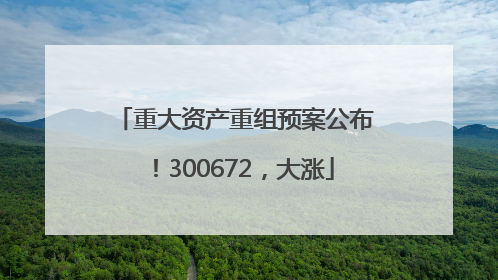重大资产重组预案公布！300672，大涨