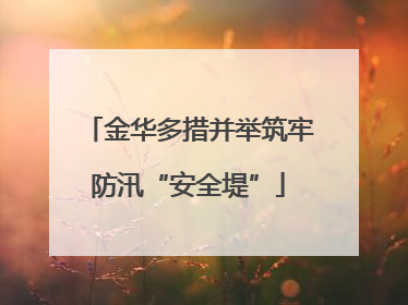 金华多措并举筑牢防汛“安全堤”
