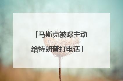 马斯克被曝主动给特朗普打电话