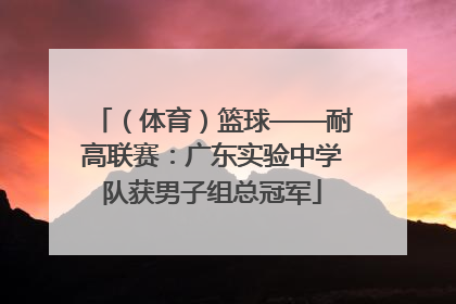 （体育）篮球——耐高联赛：广东实验中学队获男子组总冠军