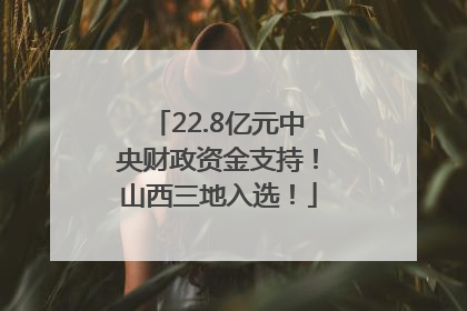 22.8亿元中央财政资金支持！山西三地入选！