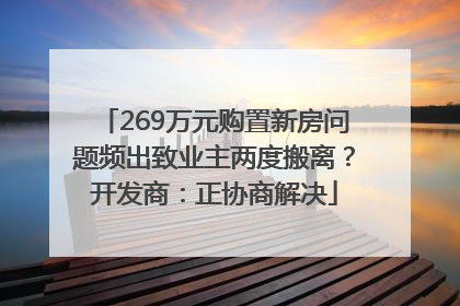269万元购置新房问题频出致业主两度搬离？开发商：正协商解决